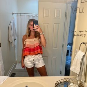 Pink ruffle tank top